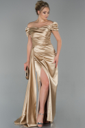 Gold Long Satin Engagement Dress ABU1606