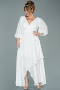 White Midi Chiffon Oversized Evening Dress ABK1083