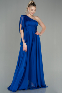 Long Sax Blue Chiffon Evening Dress ABU3819