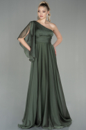 Long Oil Green Chiffon Evening Dress ABU3819