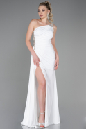 White Long Plus Size Evening Dress ABU3132