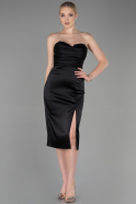 Midi Black Satin Invitation Dress ABK1845
