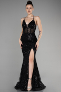 Long Black Scaly Mermaid Prom Dress ABU3561