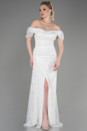Long White Scaly Evening Dress ABU3749