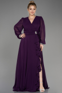 Purple Long Chiffon Plus Size Evening Dress ABU3222