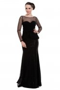 Uzun Siyah-Siyah Nişan Elbisesi C3053
