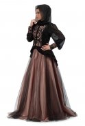 Pudra Tesettür Abiye Elbise S9004