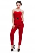 Kırmızı Tulum Elbise A7366
