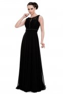 Uzun Siyah Dekoltesiz Mezuniyet Elbisesi S3988