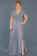 Grey Long Plus Size Evening Dress ABU032