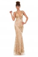 Uzun Gold Abiye Elbise K4333305
