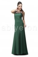 Üstü Tül Yeşil Uzun Abiye Elbise M1373
