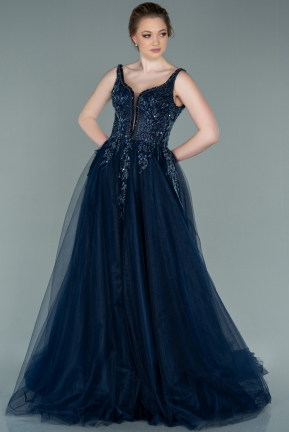 Long Navy Blue Haute Couture ABU2217