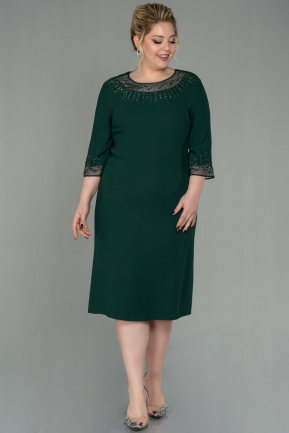 Emerald Green Midi Plus Size Evening Dress ABK1622