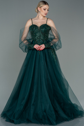 Long Emerald Green Plus Size Engagement Dress ABU3822