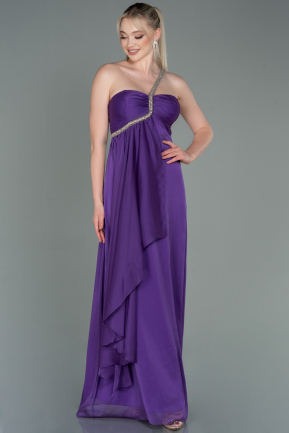 Long Purple Chiffon Evening Dress ABU3179
