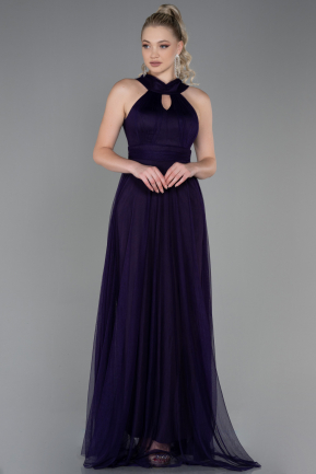 Long Dark Purple Prom Gown ABU3252