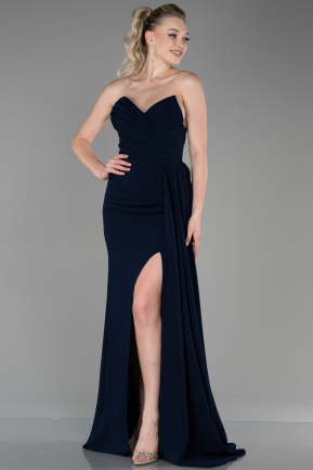 Long Navy Blue Prom Gown ABU3344