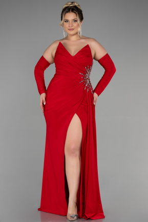Long Red Plus Size Evening Dress ABU3352