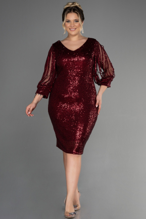 Burgundy Short Plus Size Evening Dress ABK631