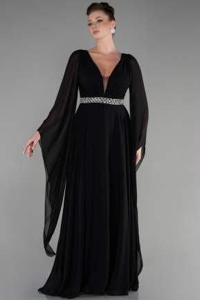 Long Black Chiffon Evening Dress ABU3541