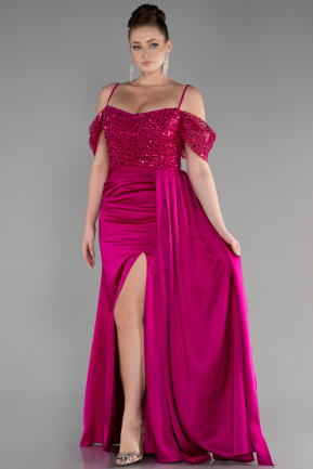 Long Fuchsia Satin Evening Dress ABU3521