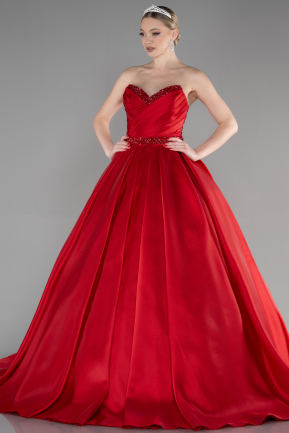 Long Red Plus Size Engagement Dress ABU3619