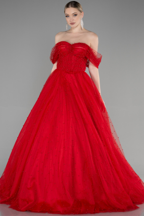 Robe Haute Couture Longue Rouge ABU3599