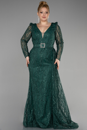 Long Emerald Green Plus Size Engagement Dress ABU3562