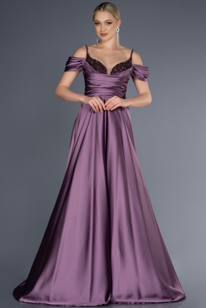 Long Lavender Satin Evening Dress ABU3678