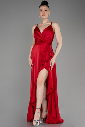 Long Red Satin Evening Dress ABU3807