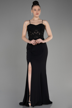 Black Long Dantelle Evening Dress ABU3836