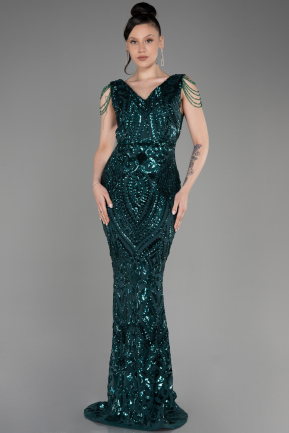 Emerald Green Long Scaly Mermaid Evening Dress ABU3842