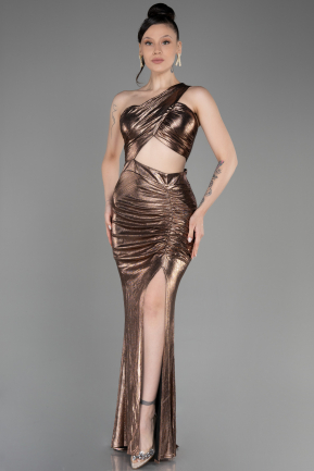 Copper One-Shoulder Slit Long Prom Dress ABU3848