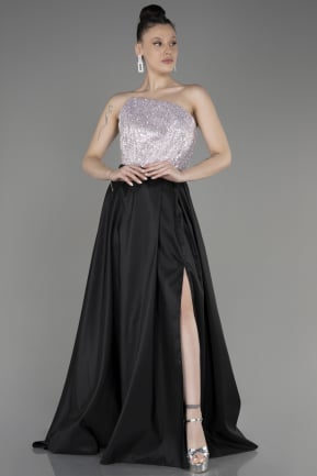 Black Strapless Slit Long Evening Dress ABU3869