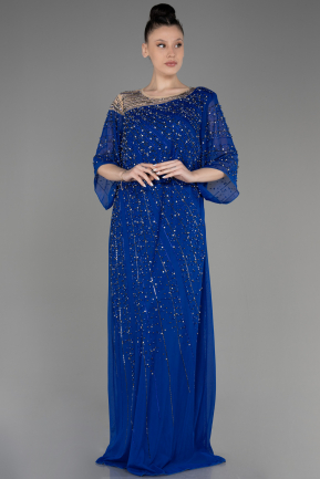 Sax Blue Long Plus Size Engagement Dress ABU3650