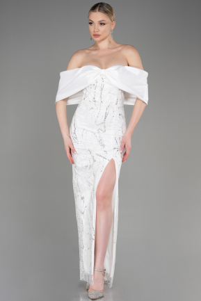 Midi White Evening Dress ABK2064