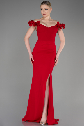 Long Red Mermaid Evening Gown ABU3891