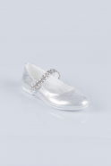 Gümüş Sıvama Taşlı Çocuk Abiye Ayakkabı SA215