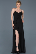 Siyah Uzun Bacak Dekolteli Mezuniyet Elbisesi ABU804