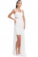 Uzun Beyaz Tüllü Mezuniyet Elbisesi C7173