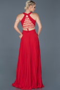 Kırmızı Uzun Sırt Dekolteli Mezuniyet Elbisesi ABU841