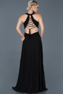 Siyah Uzun Sırt Dekolteli Mezuniyet Elbisesi ABU841