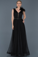 Siyah Uzun Otriş Detaylı Nişan Elbisesi ABU842