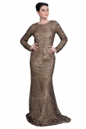 Gold Tesettür Abiye Elbise S4119