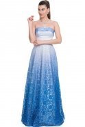 Uzun Saks Mavi Prenses Abiye F2346