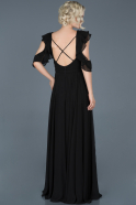 Siyah Uzun Sırt Dekolteli Mezuniyet Elbisesi ABU724