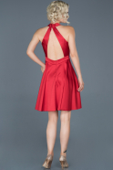 Kırmızı Saten Sırt Dekolteli Mezuniyet Elbisesi ABK493