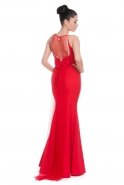 Uzun Kırmızı Abiye Elbise C7018