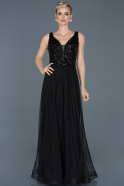Siyah Uzun Payetli Nişan Elbisesi ABU934